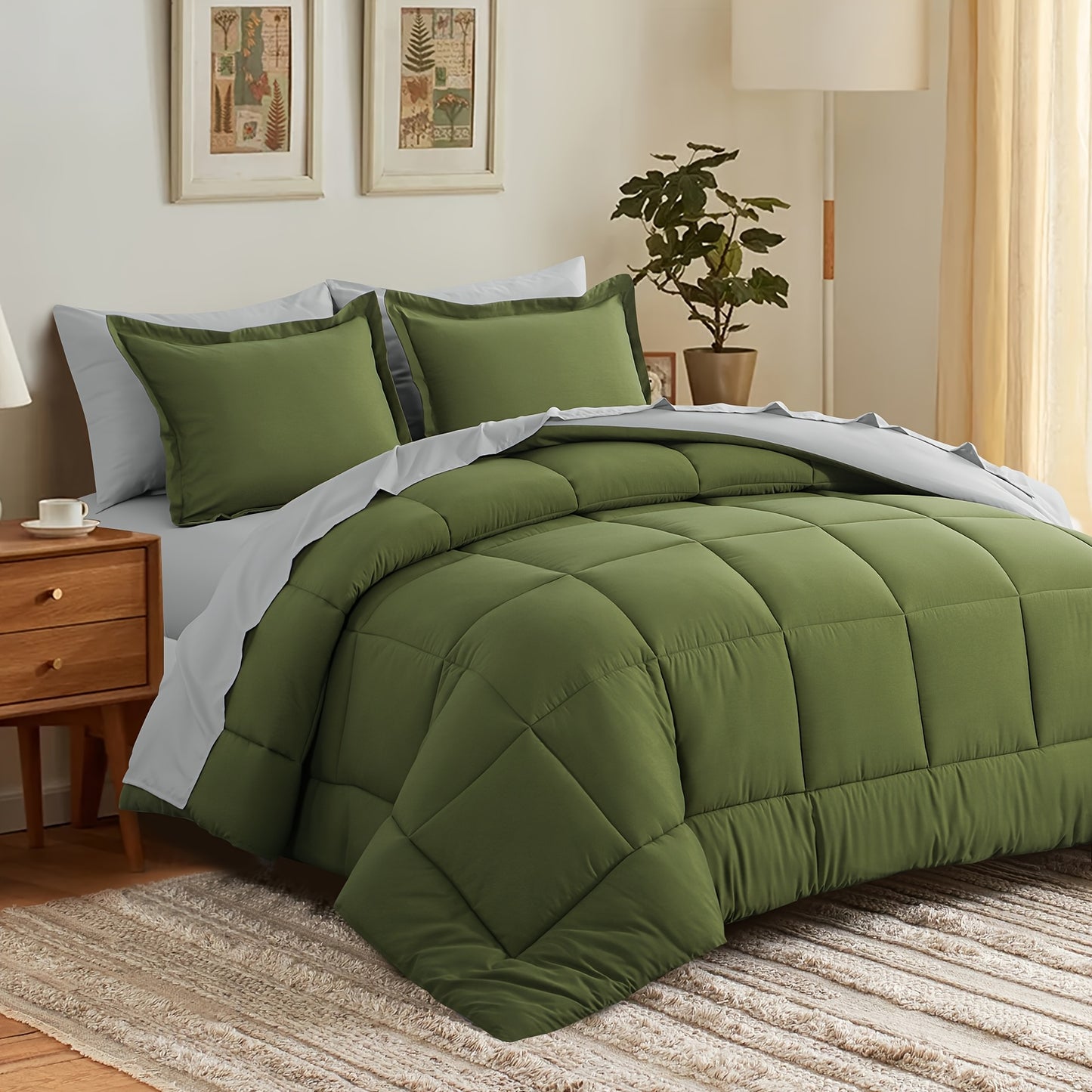7pcs Ultra-Soft Bed In A Bag, Down Alternative Bedding Sets with All Season Quilted Comforter, Flat Sheet, Fitted Sheet, Pillowcases - Gifts for The Family And Friends, RUIKASI, Machine Washable, Polyester 100, Acrylic 15, Sa