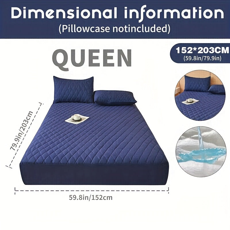 1pc Cooling Waterproof Mattress Protector - Deep Pocket (9-15"), Cooling Technology, Fits Most Mattresses - Machine Washable Bedspread Alternative - Ideal for Home, Hotels, Guest Rooms - Available in White, Light Blue, Navy,