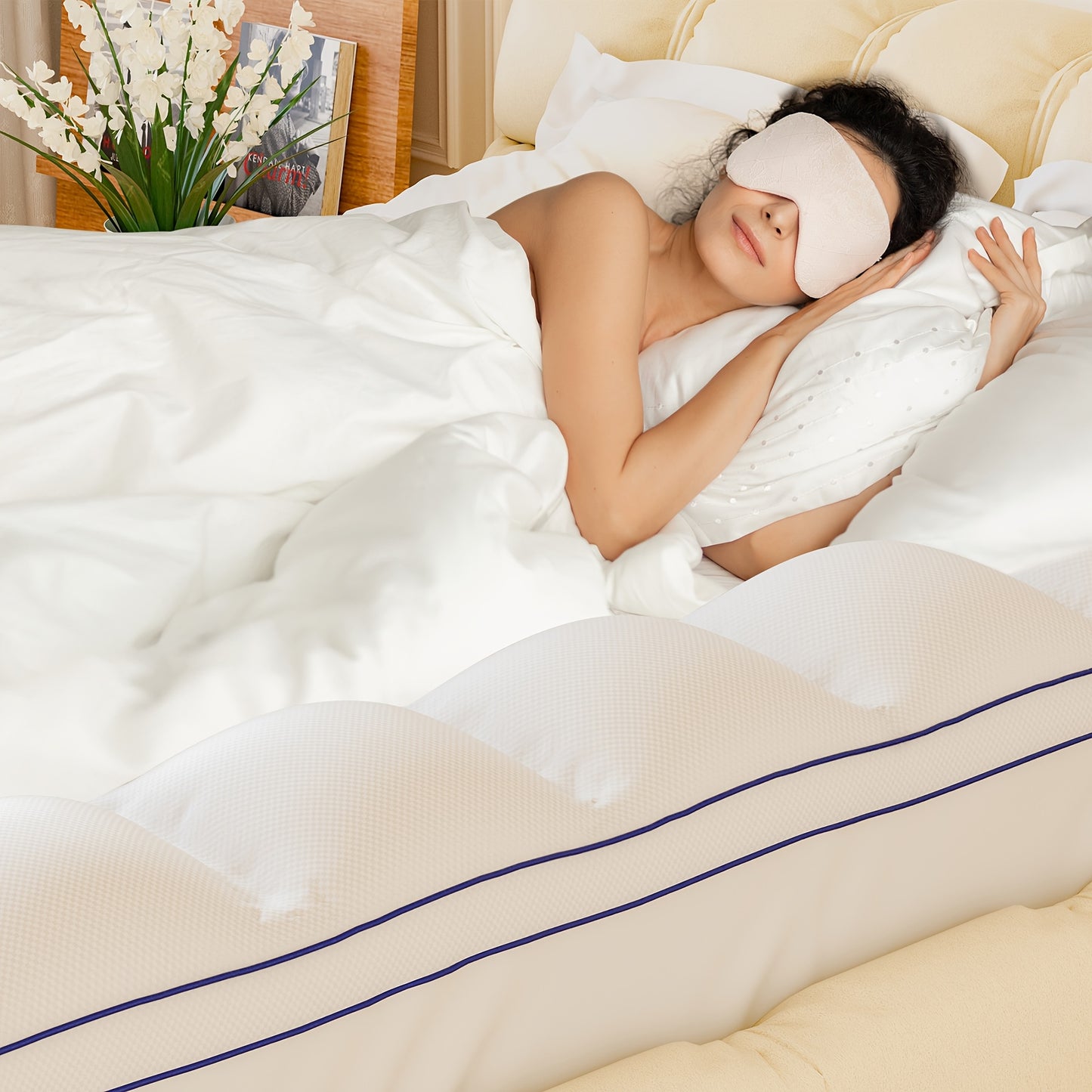 Extra Thick Soft Mattress Topper - Overfilled Down Alternative Filling Deep Pocket Fit 8-21 Inches For Back Pain