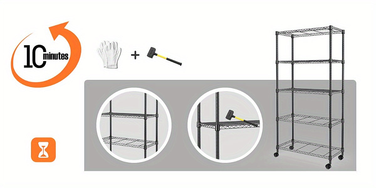 Black M MZG 750 lbs 3-Tier Metal Wire Storage Rack Organizer - Freestanding Shelf for Kitchen, Pantry, Laundry Room - 13.8" x 29.5" x 35.5", Utility Shelves
