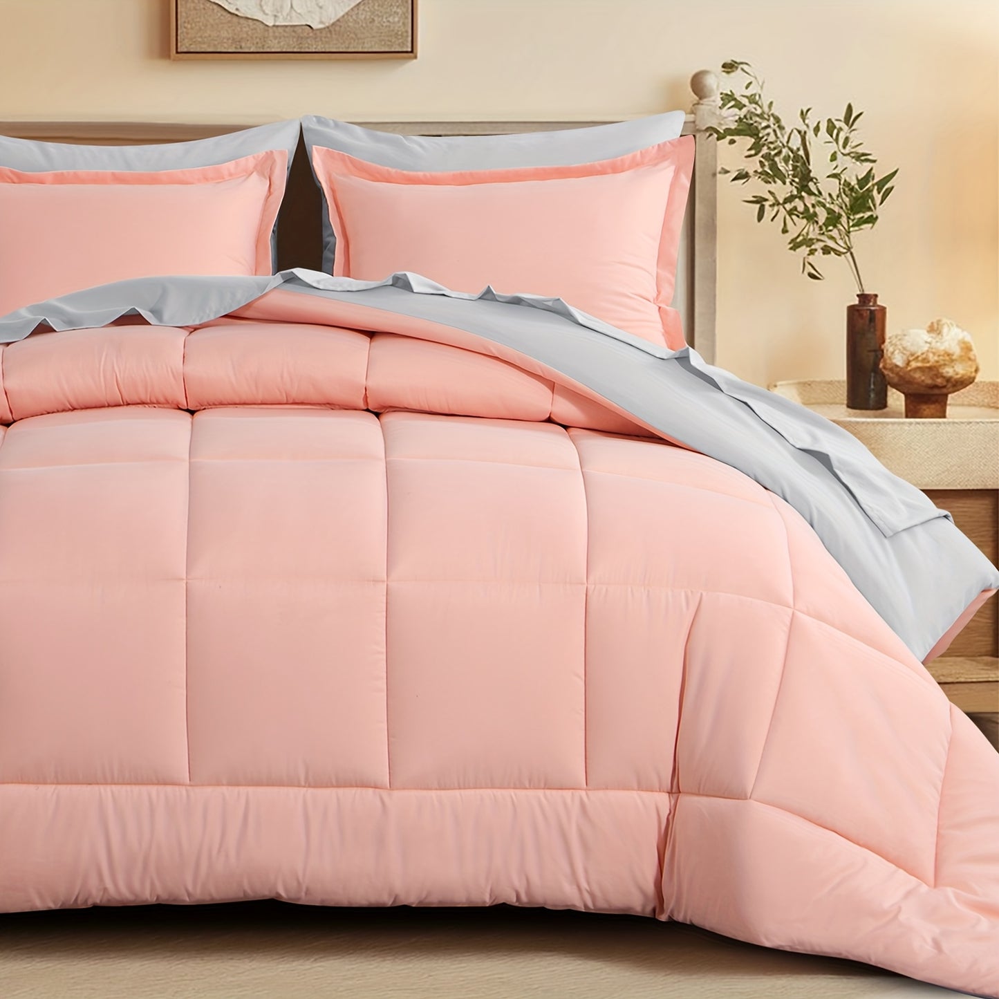 7pcs Ultra-Soft Bed In A Bag, Down Alternative Bedding Sets with All Season Quilted Comforter, Flat Sheet, Fitted Sheet, Pillowcases - Gifts for The Family And Friends, RUIKASI, Machine Washable, Polyester 100, Acrylic 15, Sa