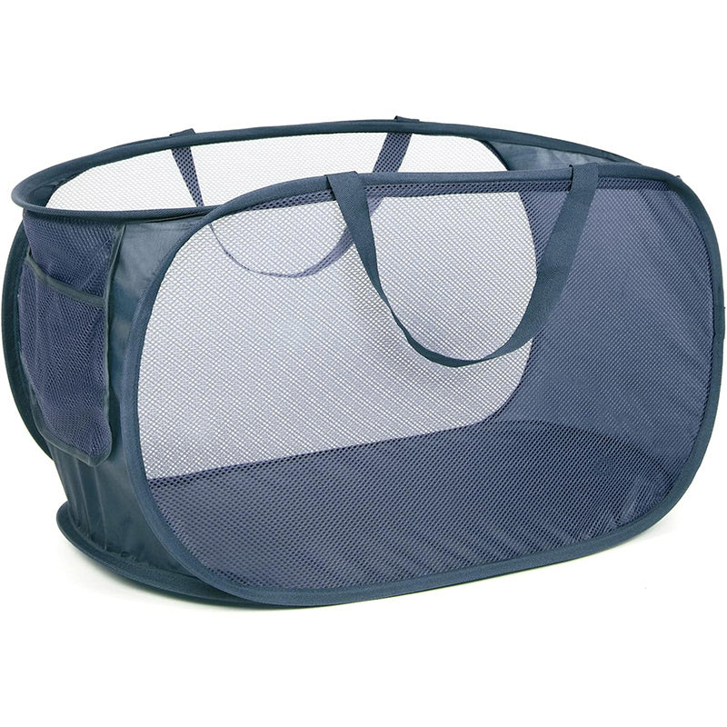 Upgraded Reinforced Portable Dirty Clothes Basket & Hollow Toy Storage Basket - Featuring a Sturdy Mesh Pop-Up Laundry Basket with Side Pockets, Suitable for Laundry Rooms, Bathrooms, Kids' Rooms, Dorms, or Travel.