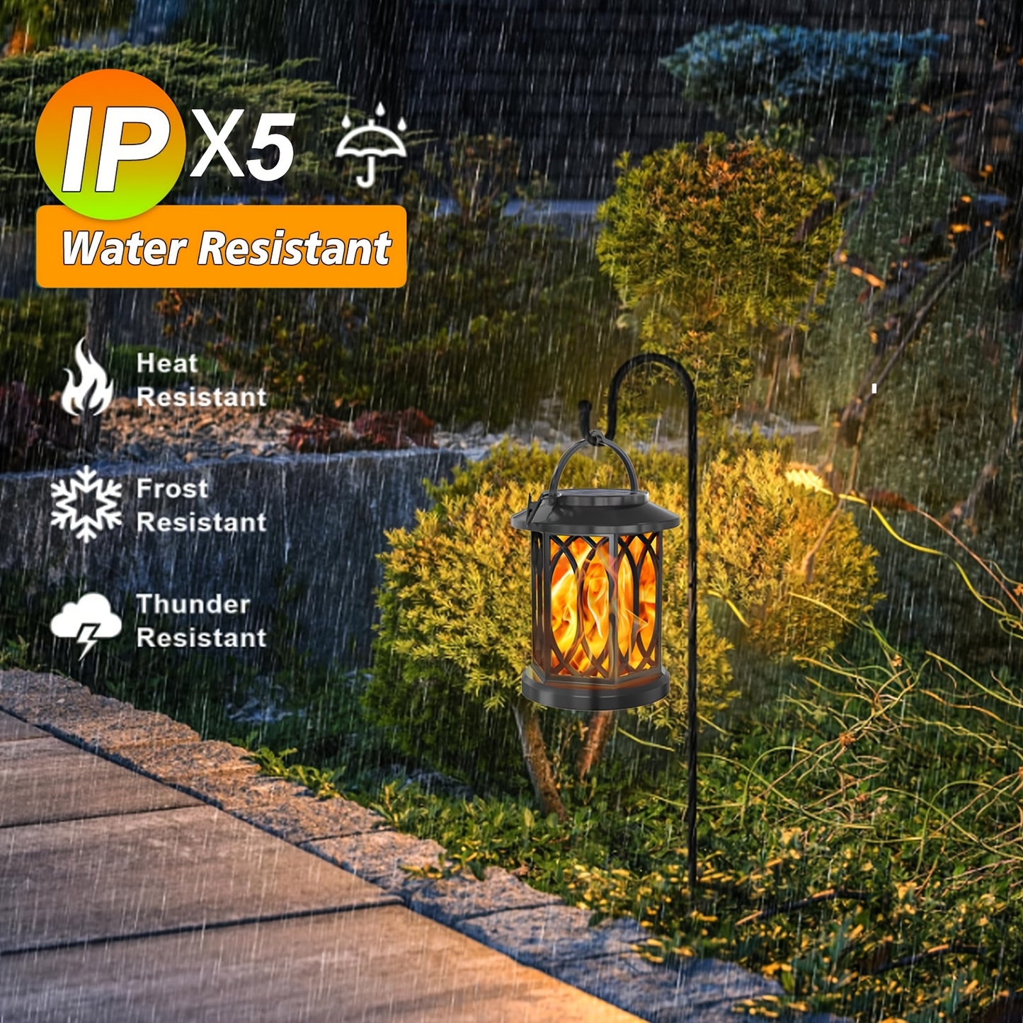 2pcs Solar Lantern Lights Outdoor, Upgraded Flickering Flame Effect,, Hanging Solar Powered Lanterns for Yard and Garden Decor, Black and Bronze, Outdoor Lights