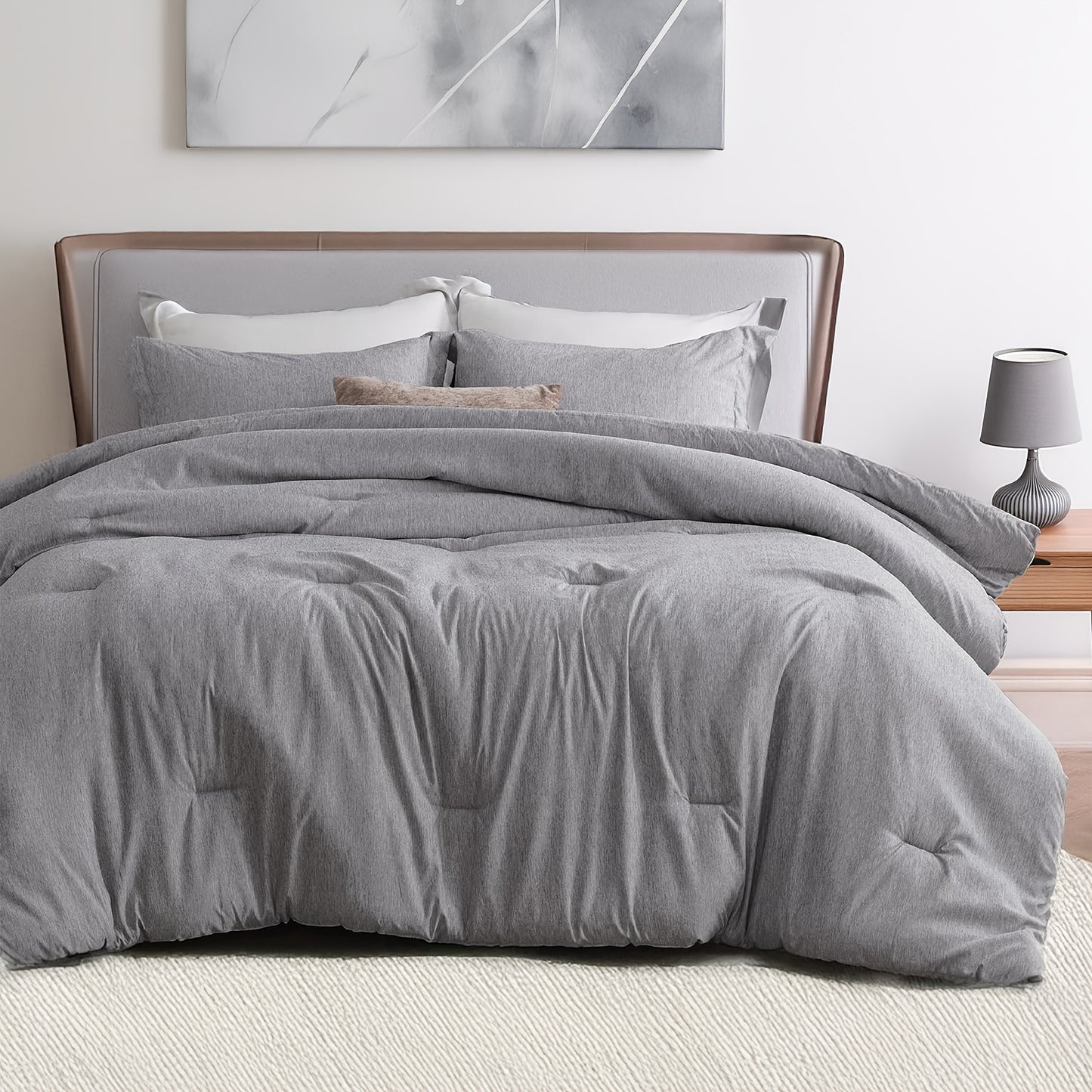 Twin/Full/Queen/King Size Comforter Set - 3pcs Beige Bedding Set for All Seasons, Light Luxury And Minimalist Style Design Bed in a Bag with 1 Comforter, 2 Pillowcases, Perfect Gift for Family And Friend