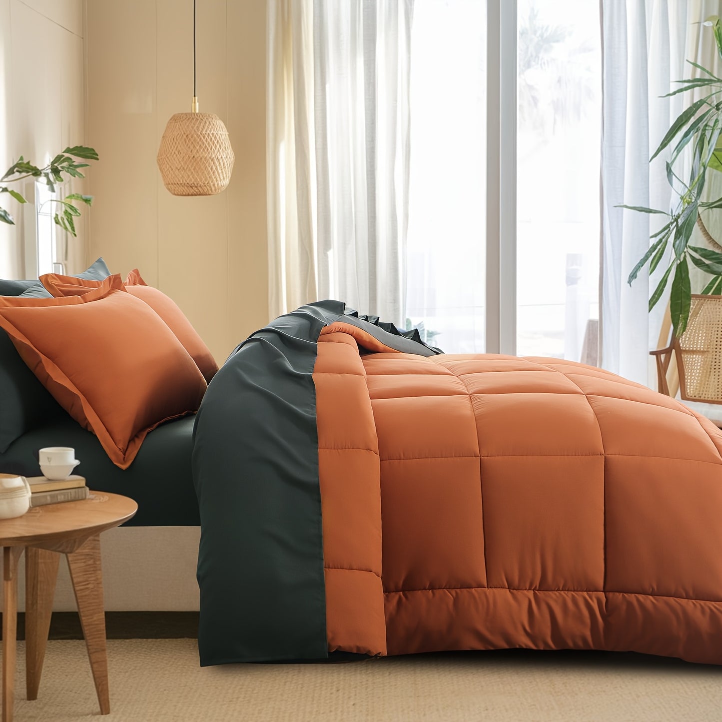 7pcs Ultra-Soft Bed In A Bag, Down Alternative Bedding Sets with All Season Quilted Comforter, Flat Sheet, Fitted Sheet, Pillowcases - Gifts for The Family And Friends, RUIKASI, Machine Washable, Polyester 100, Acrylic 15, Sa