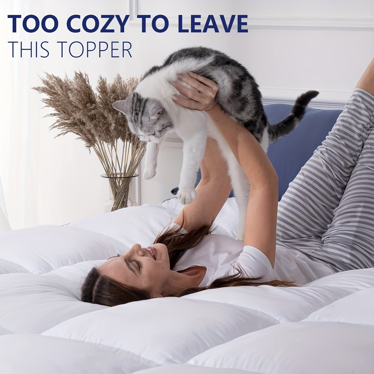 Thick Mattress Topper Queen, Pillow-Top Overfilled 900 GSM Down Alternative Quilted Cooling Pad, 8-24" Deep, Full Size Mattress, Mattress Topper Full Size, Mattress Protector, Portable Folding Mattress, Tri Fold Mattress, Mat