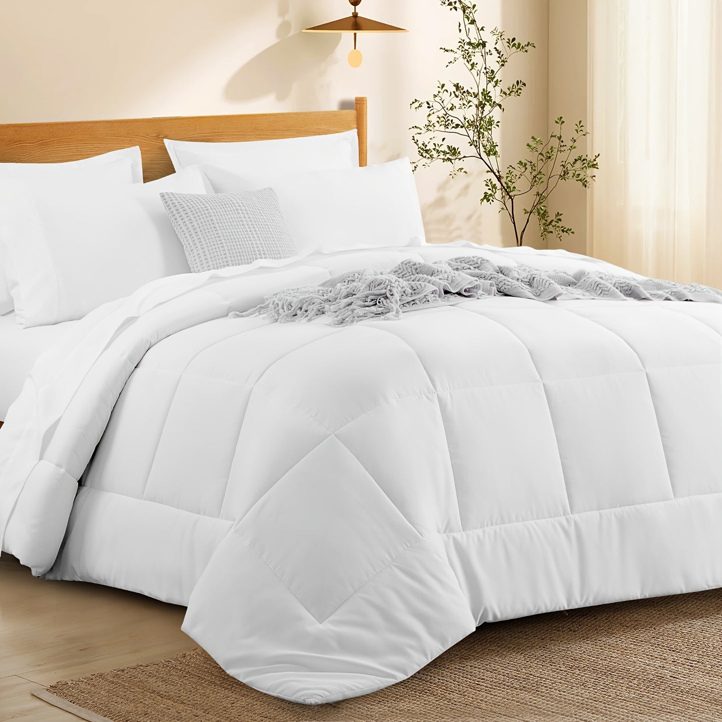 7pcs Ultra-Soft Bed In A Bag, Down Alternative Bedding Sets with All Season Quilted Comforter, Flat Sheet, Fitted Sheet, Pillowcases - Gifts for The Family And Friends, RUIKASI, Machine Washable, Polyester 100, Acrylic 15, Sa