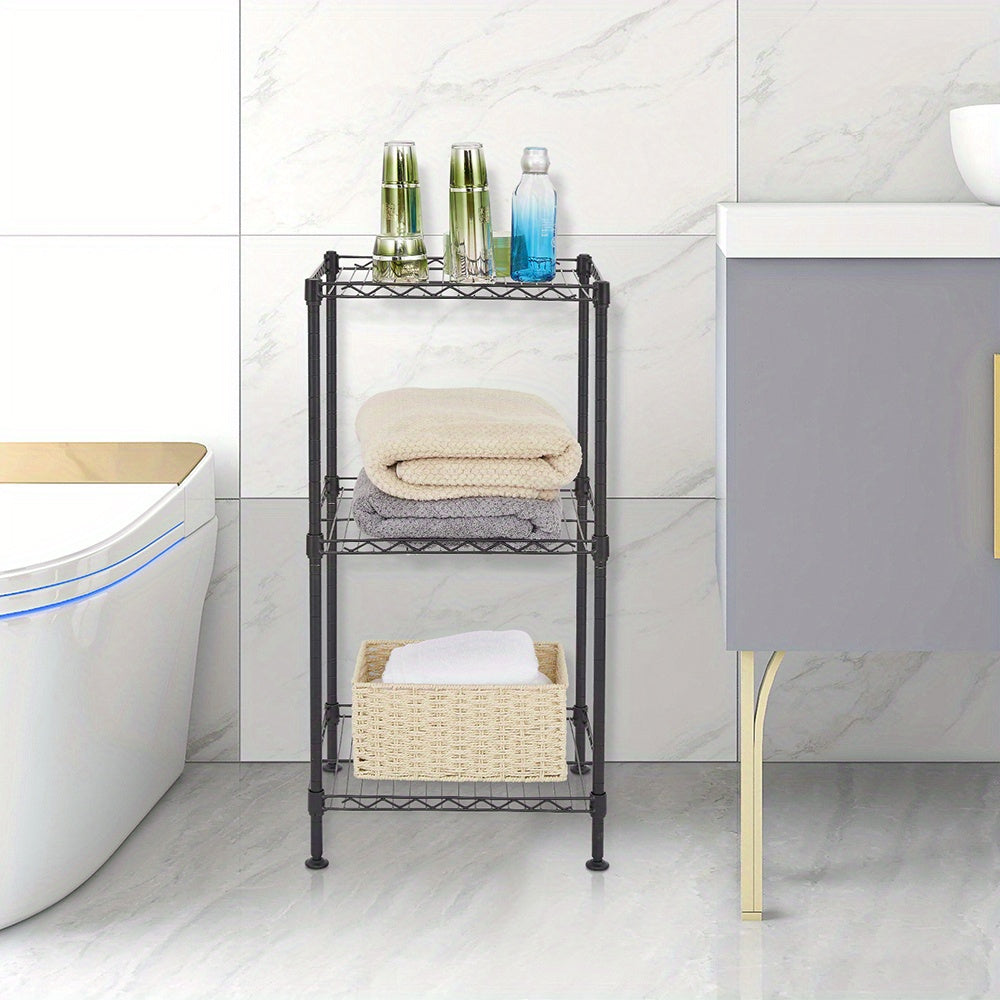 3-Tier Black Wire Shelving Tower