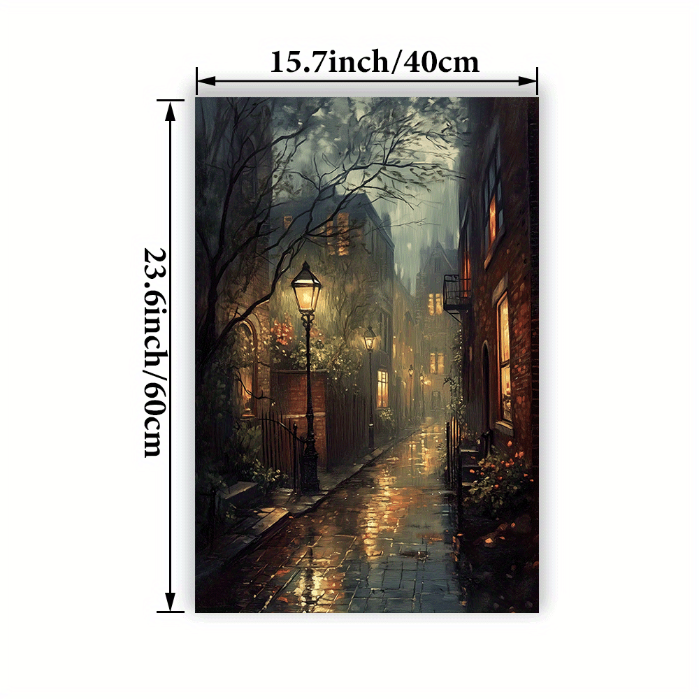 1pc Art Deco Classic Modern Unframed Canvas Wall Art - 15.7x23.6 inch Vertical Street Cityscape Poster for Living Room, Bedroom, Office, Cafe, Bar, Dorm Decor - Indoor Seasonal Art Print for Spring & Summer