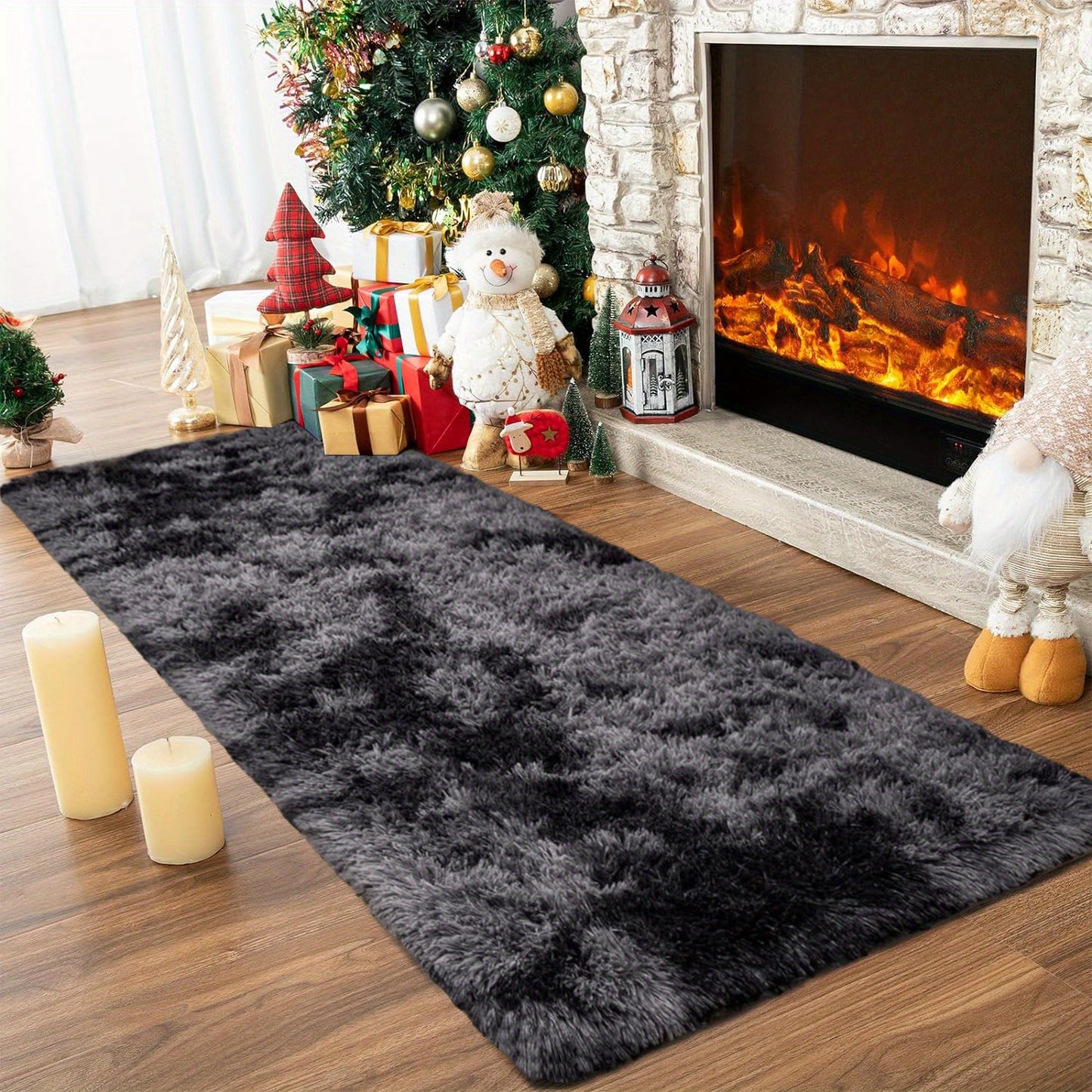 1pc Soft Shaggy Runner Rug for Bedroom, 2x6 Feet Indoor Modern Fluffy Area Rugs Fuzzy Carpet for Hallway Bedside, Easy to Clean, Upgrade Non-Slip Shag Plush Rug for Dorm Living Room, Winter indoor flooring, Heating Next to th