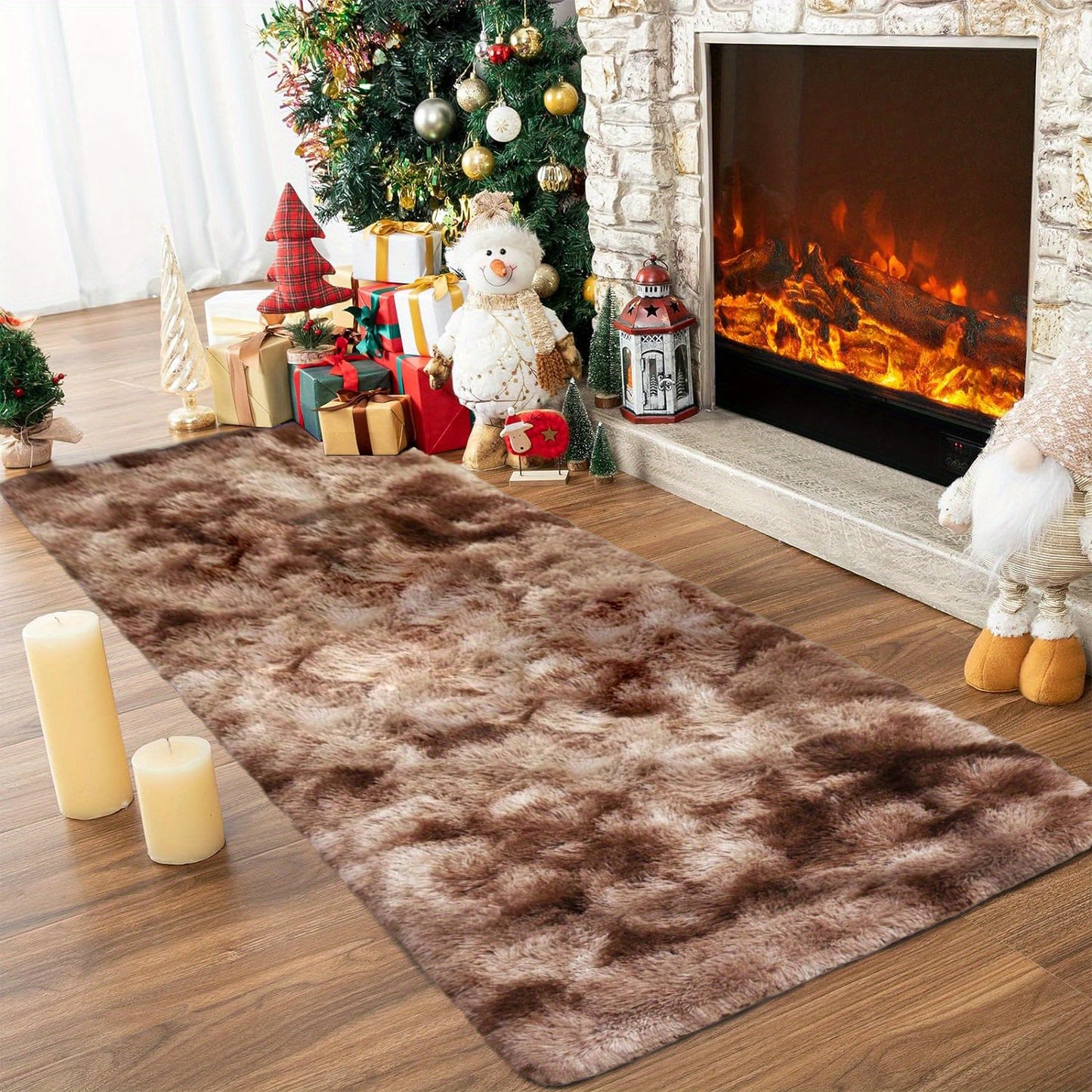 1pc Soft Shaggy Runner Rug for Bedroom, 2x6 Feet Indoor Modern Fluffy Area Rugs Fuzzy Carpet for Hallway Bedside, Easy to Clean, Upgrade Non-Slip Shag Plush Rug for Dorm Living Room, Winter indoor flooring, Heating Next to th