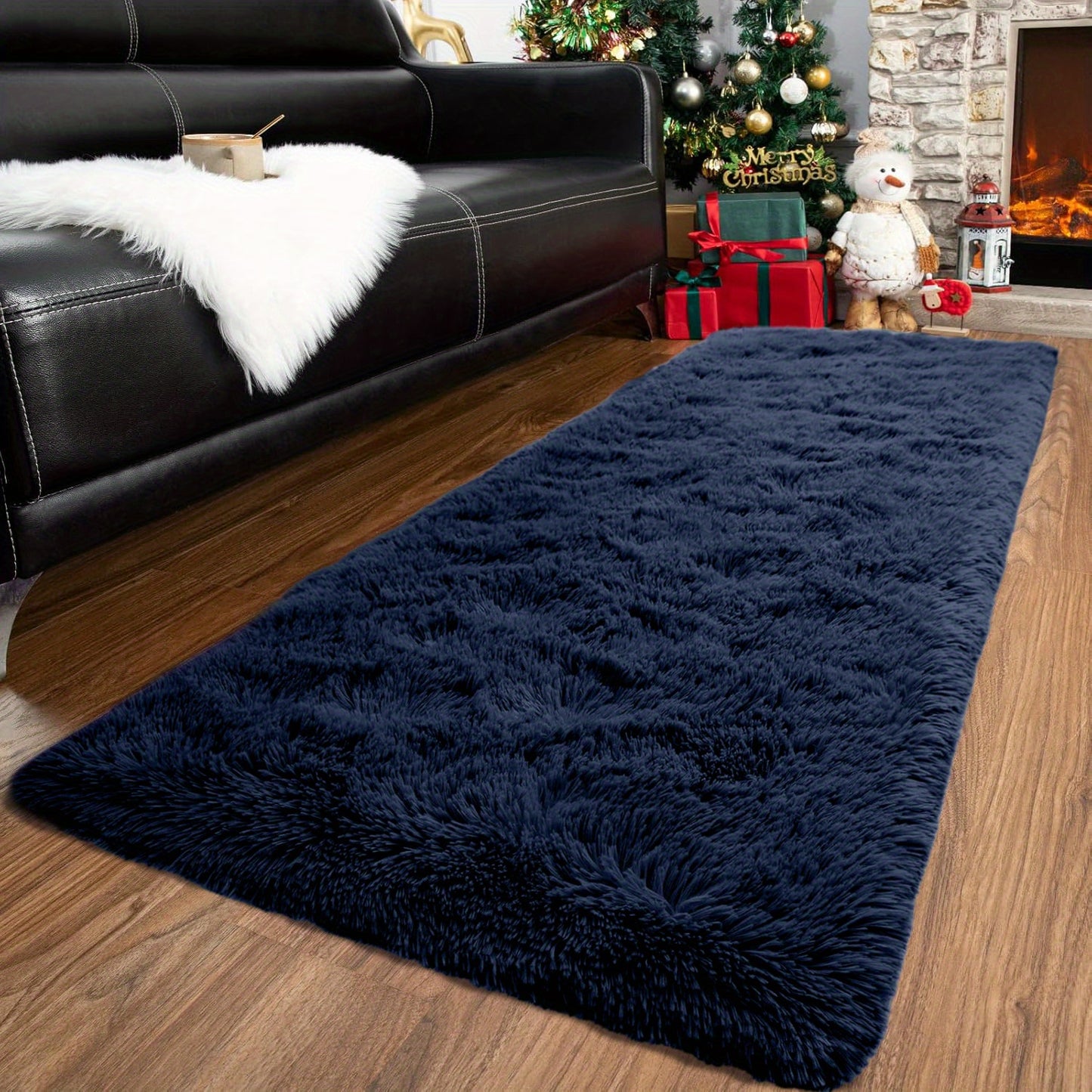 1pc Soft Shaggy Runner Rug for Bedroom, 2x6 Feet Indoor Modern Fluffy Area Rugs Fuzzy Carpet for Hallway Bedside, Easy to Clean, Upgrade Non-Slip Shag Plush Rug for Dorm Living Room, Winter indoor flooring, Heating Next to th