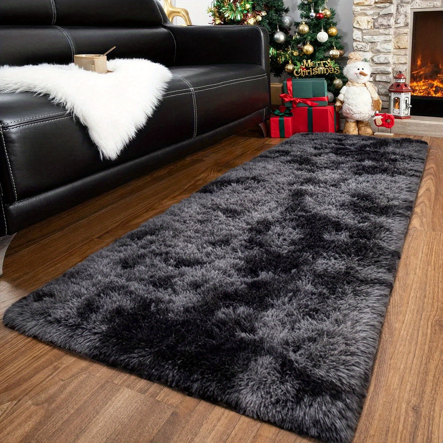 1pc Soft Shaggy Runner Rug for Bedroom, 2x6 Feet Indoor Modern Fluffy Area Rugs Fuzzy Carpet for Hallway Bedside, Easy to Clean, Upgrade Non-Slip Shag Plush Rug for Dorm Living Room, Winter indoor flooring, Heating Next to th