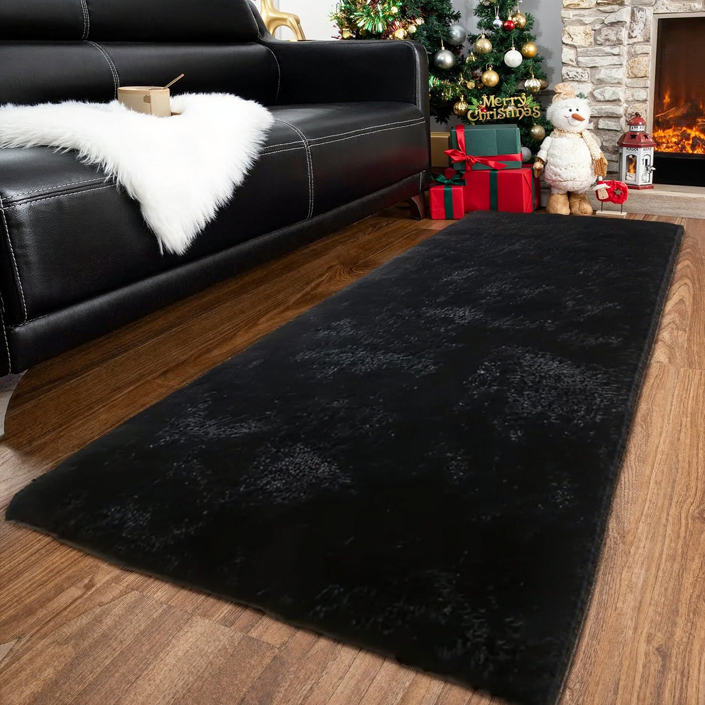 1pc Soft Shaggy Runner Rug for Bedroom, 2x6 Feet Indoor Modern Fluffy Area Rugs Fuzzy Carpet for Hallway Bedside, Easy to Clean, Upgrade Non-Slip Shag Plush Rug for Dorm Living Room, Winter indoor flooring, Heating Next to th