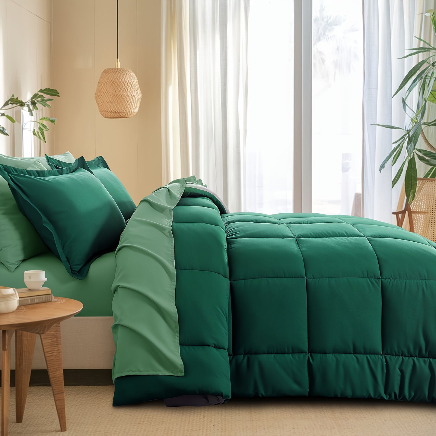 7pcs Ultra-Soft Bed In A Bag, Down Alternative Bedding Sets with All Season Quilted Comforter, Flat Sheet, Fitted Sheet, Pillowcases - Gifts for The Family And Friends, RUIKASI, Machine Washable, Polyester 100, Acrylic 15, Sa