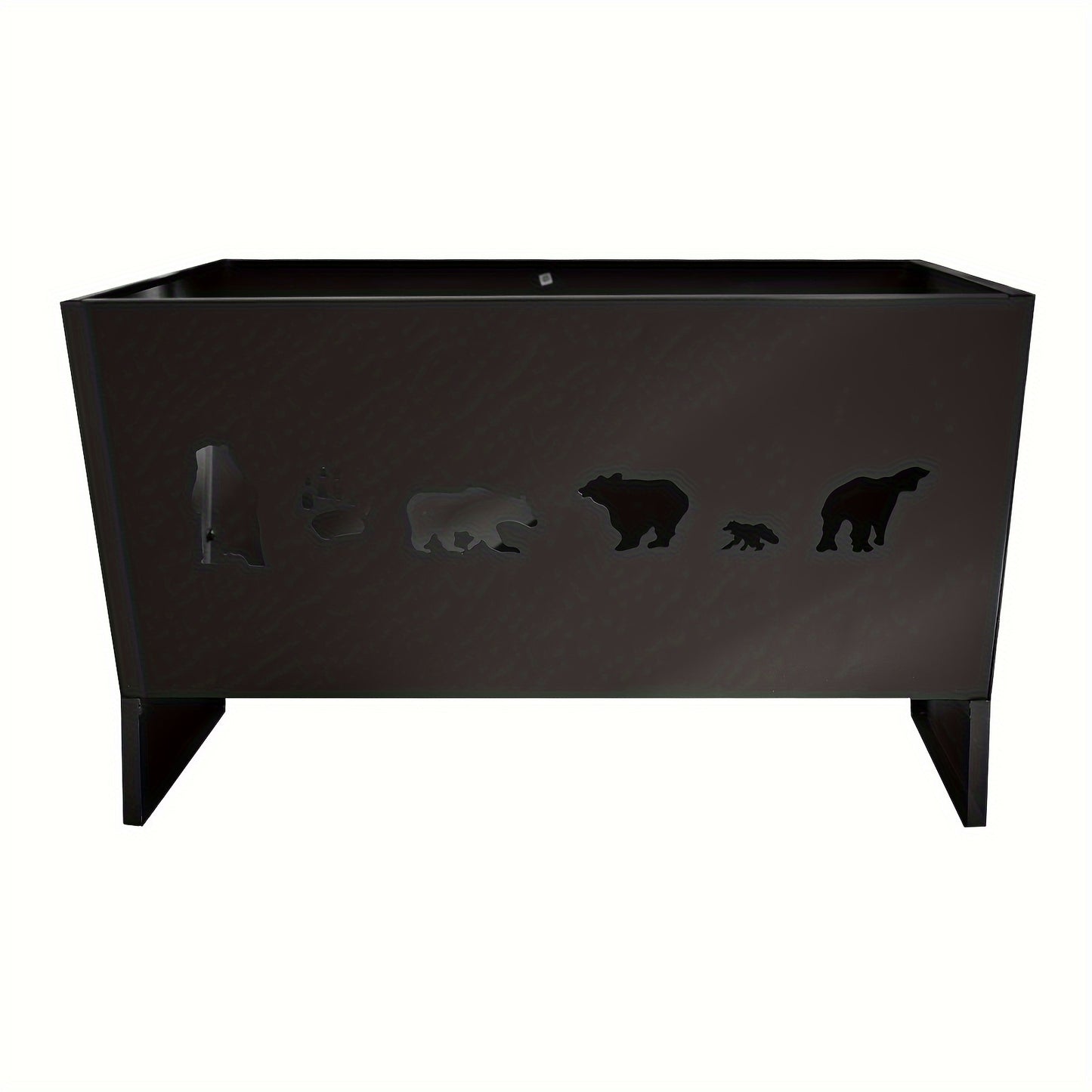 Spacious 26" High Steel Fire Pit with Wildlife Silhouettes - Rectangular Wood Burning Outdoor Fireplace, Mesh Screen Cover Included - Perfect for Patio, Backyard, Garden, Beach & Camping, Fire Pit Accessories