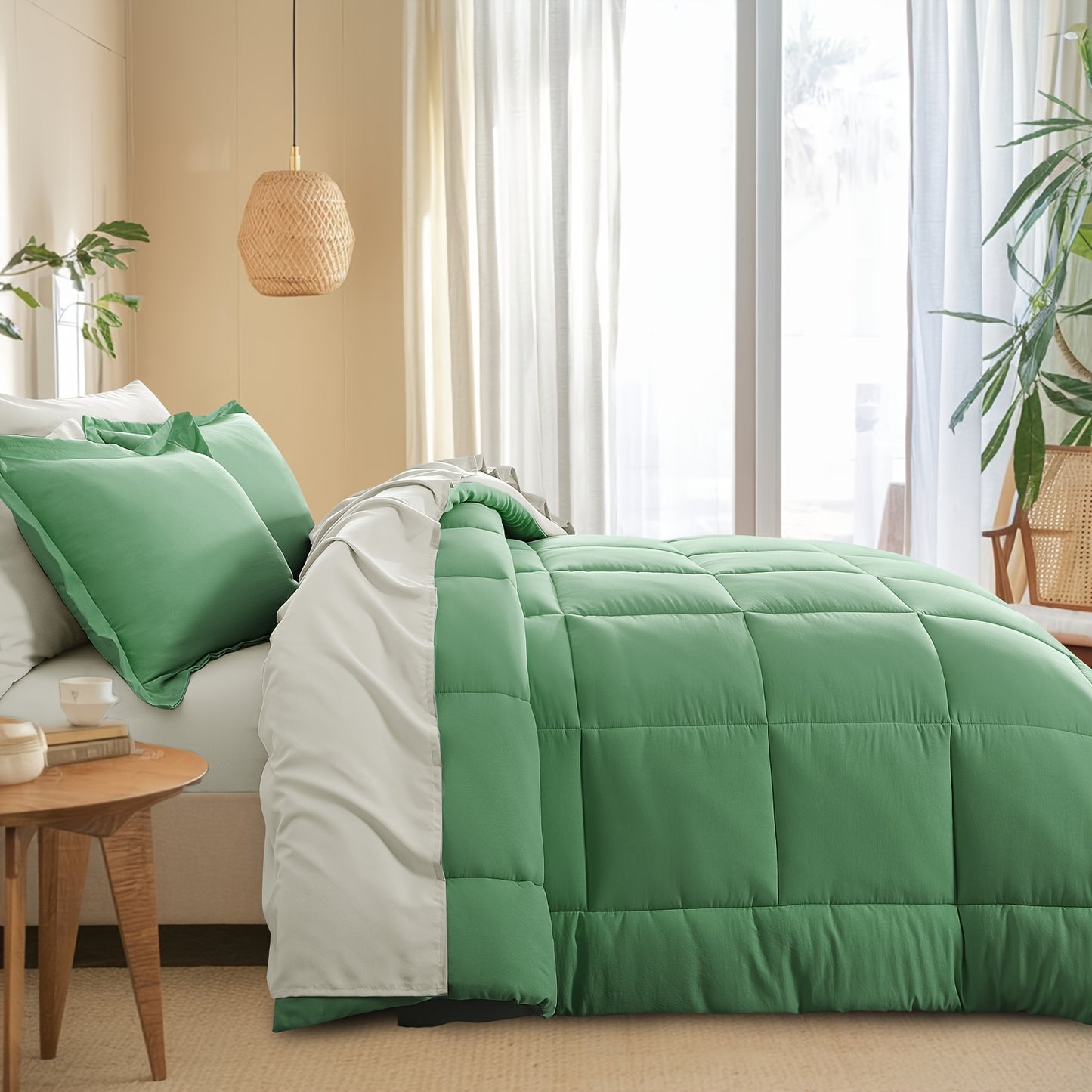 7pcs Ultra-Soft Bed In A Bag, Down Alternative Bedding Sets with All Season Quilted Comforter, Flat Sheet, Fitted Sheet, Pillowcases - Gifts for The Family And Friends, RUIKASI, Machine Washable, Polyester 100, Acrylic 15, Sa