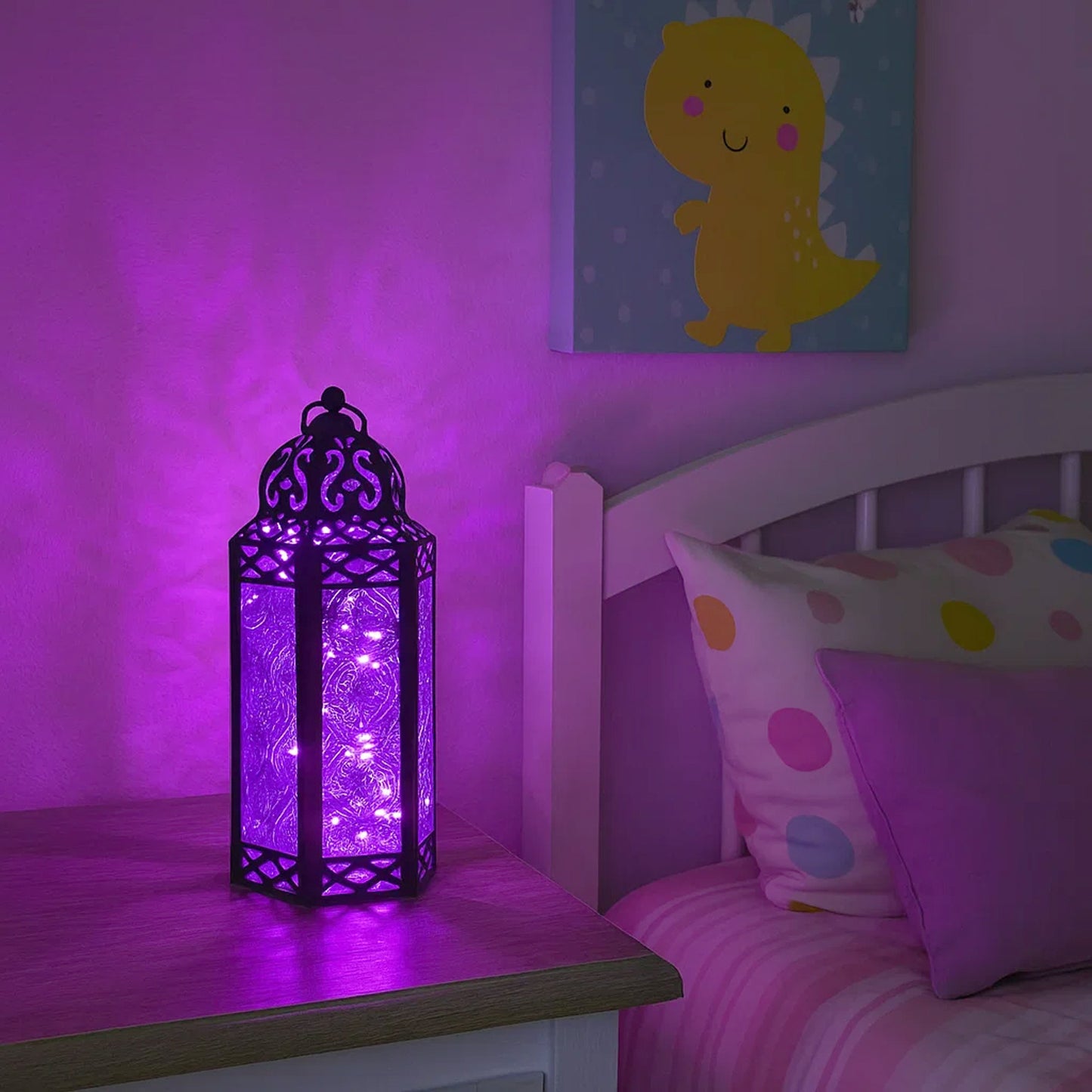 Stunning Ambient Lighting Safe and Stylish Glass Metal Moroccan Candle Lantern Holder Lamp with Battery-Operated LED Lights plus Remote Control – Handcrafted Lantern with Intricate Design and Embossed Glass, Indoor Home Dec