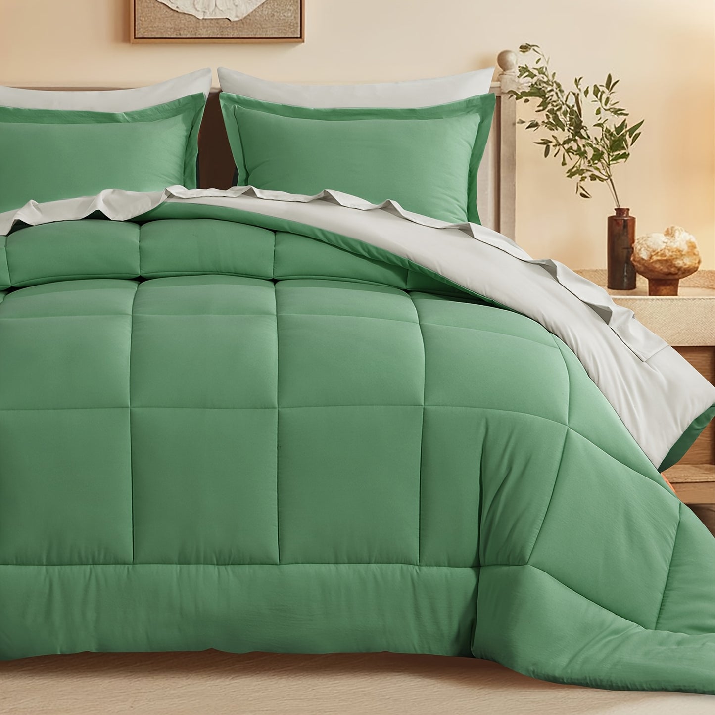 7pcs Ultra-Soft Bed In A Bag, Down Alternative Bedding Sets with All Season Quilted Comforter, Flat Sheet, Fitted Sheet, Pillowcases - Gifts for The Family And Friends, RUIKASI, Machine Washable, Polyester 100, Acrylic 15, Sa