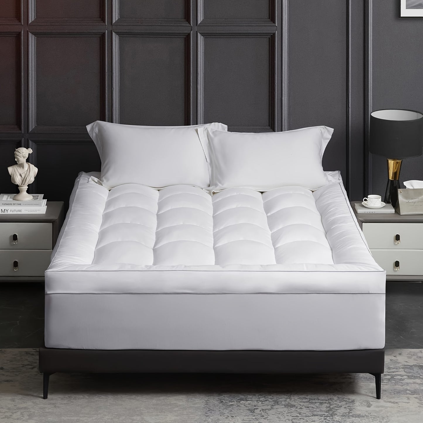 Thick Mattress Topper Queen, Pillow-Top Overfilled 900 GSM Down Alternative Quilted Cooling Pad, 8-24" Deep, Full Size Mattress, Mattress Topper Full Size, Mattress Protector, Portable Folding Mattress, Tri Fold Mattress, Mat