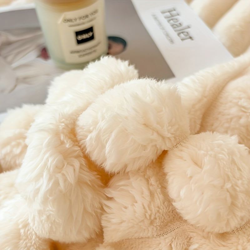 Luxury Faux Rabbit Fur & Sherpa Throw Blanket - Ultra Soft Double-Sided 380GSM Weighted Blanket for Bedroom, Living Room & Camping, Machine Washable All-Season Heating Cover with Gift Box, Hypoallergenic Cozy Home Decor for A