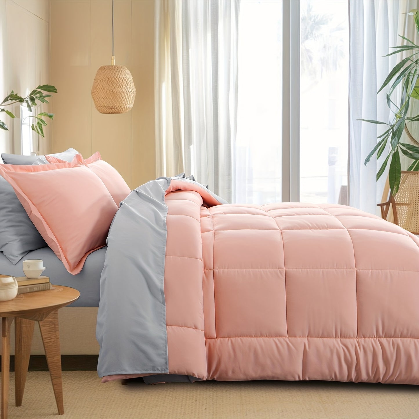 7pcs Ultra-Soft Bed In A Bag, Down Alternative Bedding Sets with All Season Quilted Comforter, Flat Sheet, Fitted Sheet, Pillowcases - Gifts for The Family And Friends, RUIKASI, Machine Washable, Polyester 100, Acrylic 15, Sa