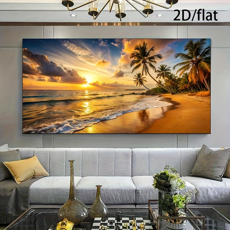 2D/flat 1pc 27.55inch*55.11in/70cm*140cm Frameless Modern The Golden Sunset Canvas Poster for Bedroom and Living Room Decoration Cuadros No Frame