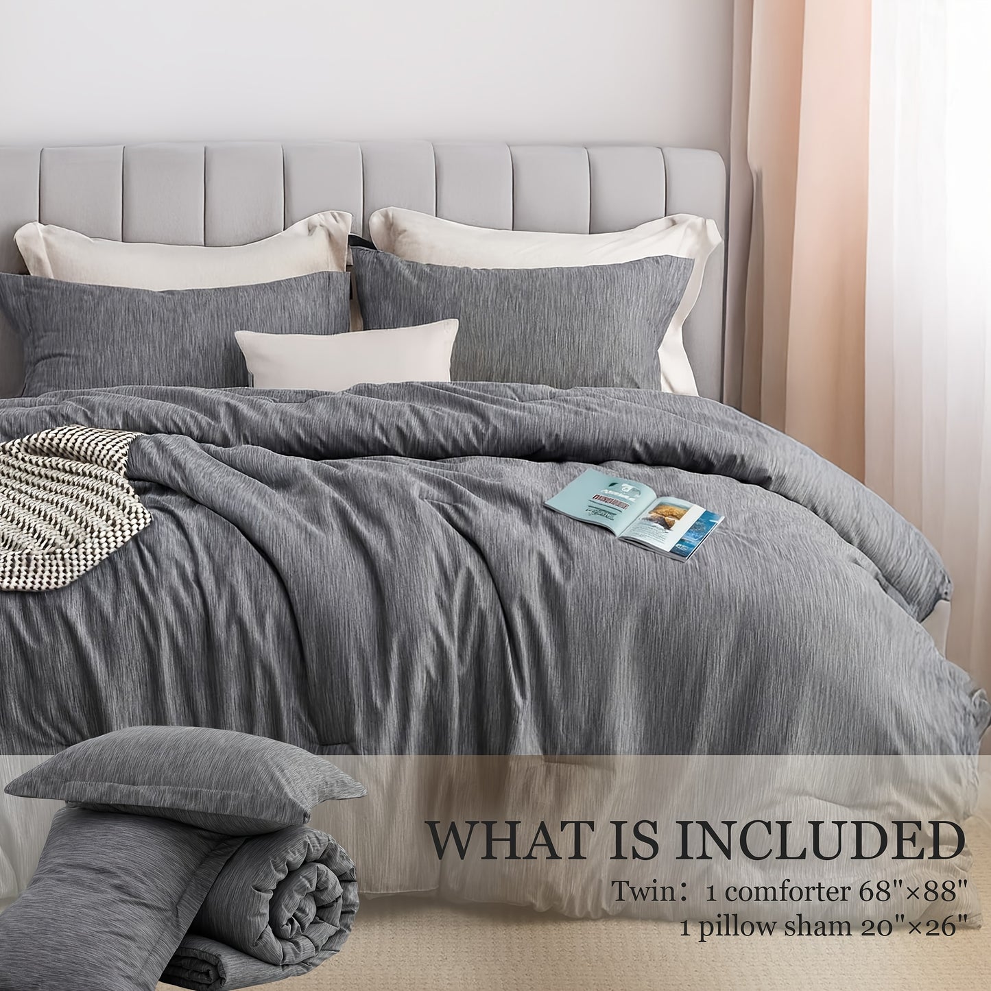 Twin/Full/Queen/King Size Comforter Set - 3pcs Beige Bedding Set for All Seasons, Light Luxury And Minimalist Style Design Bed in a Bag with 1 Comforter, 2 Pillowcases, Perfect Gift for Family And Friend