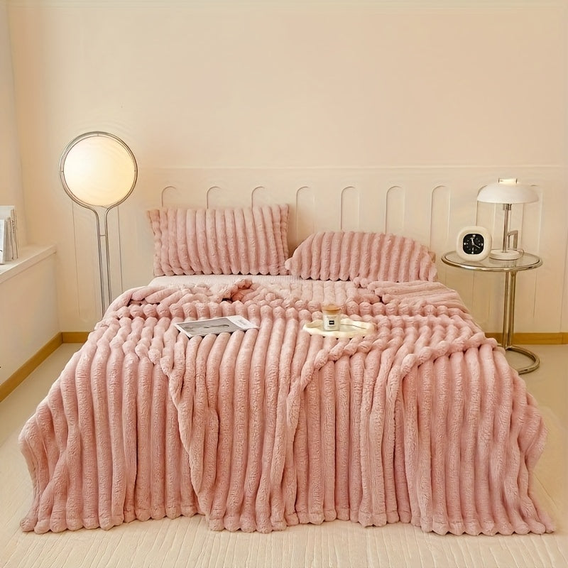Luxury Faux Rabbit Fur & Sherpa Throw Blanket - Ultra Soft Double-Sided 380GSM Weighted Blanket for Bedroom, Living Room & Camping, Machine Washable All-Season Heating Cover with Gift Box, Hypoallergenic Cozy Home Decor for A