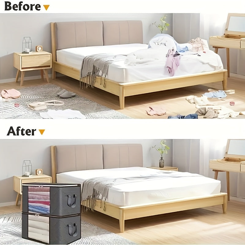 6pcs Extra Large Storage Bags, Durable Folding Clothes Organizer For Bedding, Blankets, Pillows, And Toys, Thick Polypropylene Fabric, With Zipper And Lid, Reinforced Handles, For No Electricity Needed, Other (Accessory Organ