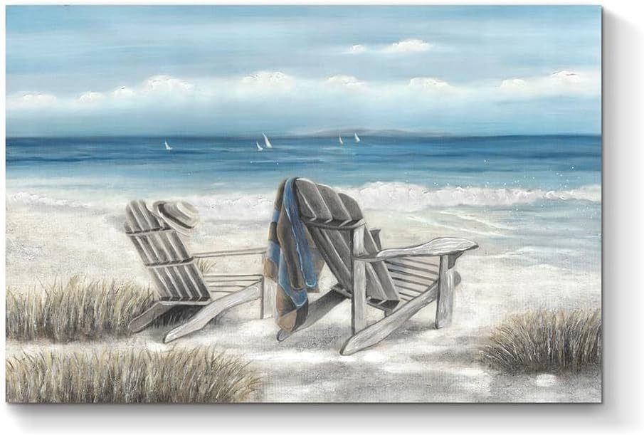 Coastal Framed Canvas Art - Vibrant Ocean Oil Painting, Heavy Texture Seascape Wall Decor for Living Room, Bedroom, Office, Ready to Hang, 2D, Perfect for Room Decor