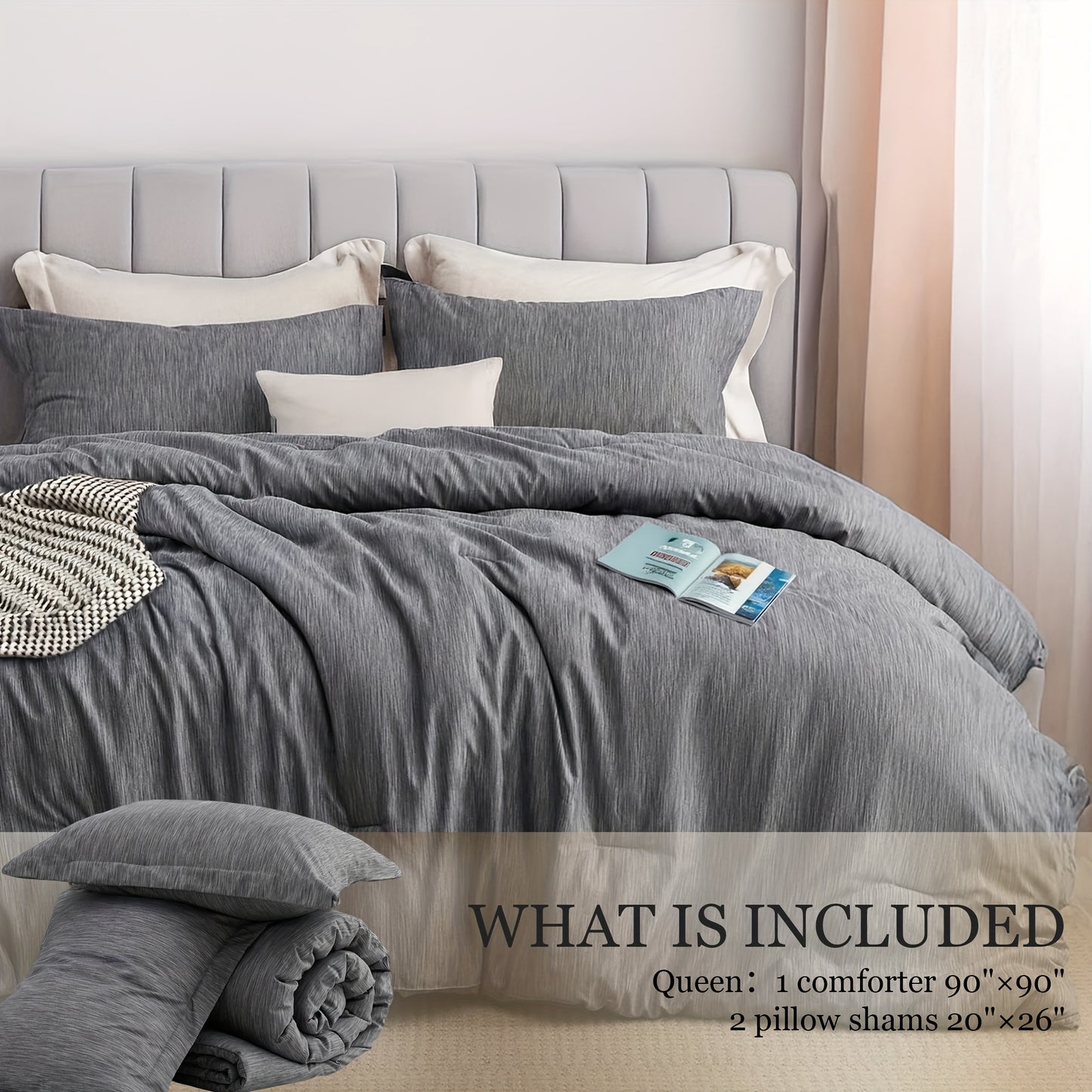 Twin/Full/Queen/King Size Comforter Set - 3pcs Beige Bedding Set for All Seasons, Light Luxury And Minimalist Style Design Bed in a Bag with 1 Comforter, 2 Pillowcases, Perfect Gift for Family And Friend