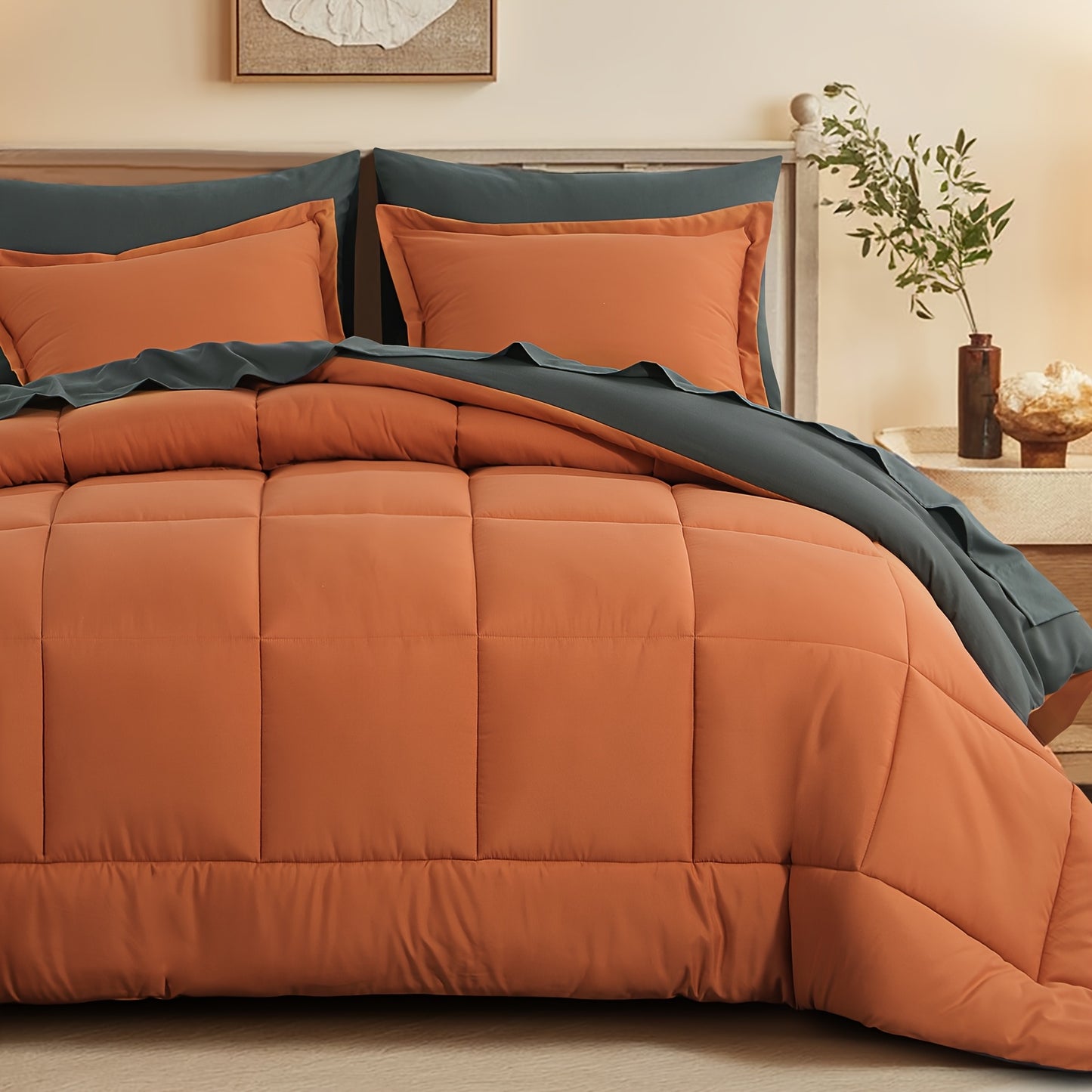7pcs Ultra-Soft Bed In A Bag, Down Alternative Bedding Sets with All Season Quilted Comforter, Flat Sheet, Fitted Sheet, Pillowcases - Gifts for The Family And Friends, RUIKASI, Machine Washable, Polyester 100, Acrylic 15, Sa
