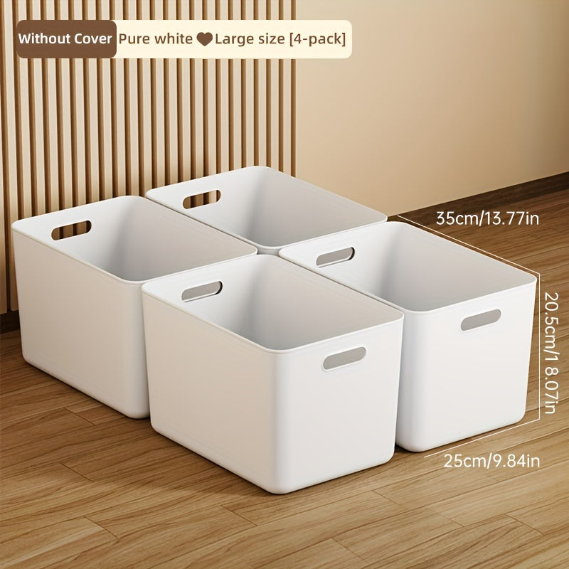 4pcs Large Capacity Portable Plastic Storage Bins, Durable, Multipurpose Organizers with Handles for Snacks, Underwear, Kitchen Essentials - Sturdy, Easy-to-Carry Dorm Room Essentials for Maximum Storage And Organization