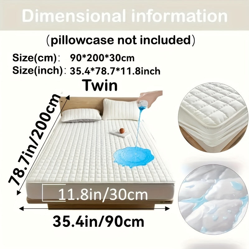 1pc Cooling Waterproof Mattress Protector - Deep Pocket (9-15"), Cooling Technology, Fits Most Mattresses - Machine Washable Bedspread Alternative - Ideal for Home, Hotels, Guest Rooms - Available in White, Light Blue, Navy,