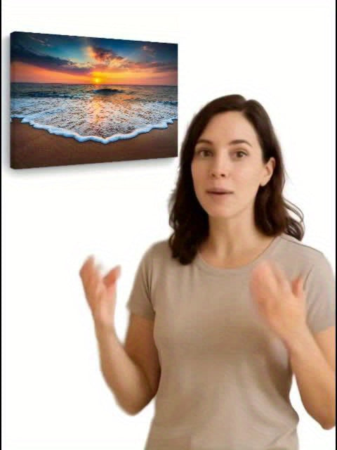 11.8"x15.7" Wooden Framed Hawaiian Sunset Beach Scene Canvas Art, Perfect for Living Room, Bedroom, Kitchen & Office Decor | Ideal Gift for Any Occasion