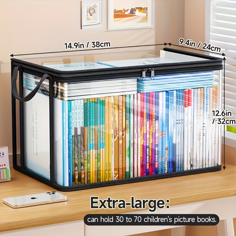 3 Sizes Available, Transparent PVC Storage Bag with Flip Lid and Viewing Window - Multipurpose Storage Box for Toys, Crafts, Books, School Supplies, Snacks - Durable Rectangular Home Organizer Box, 4 Seasons Suitable
