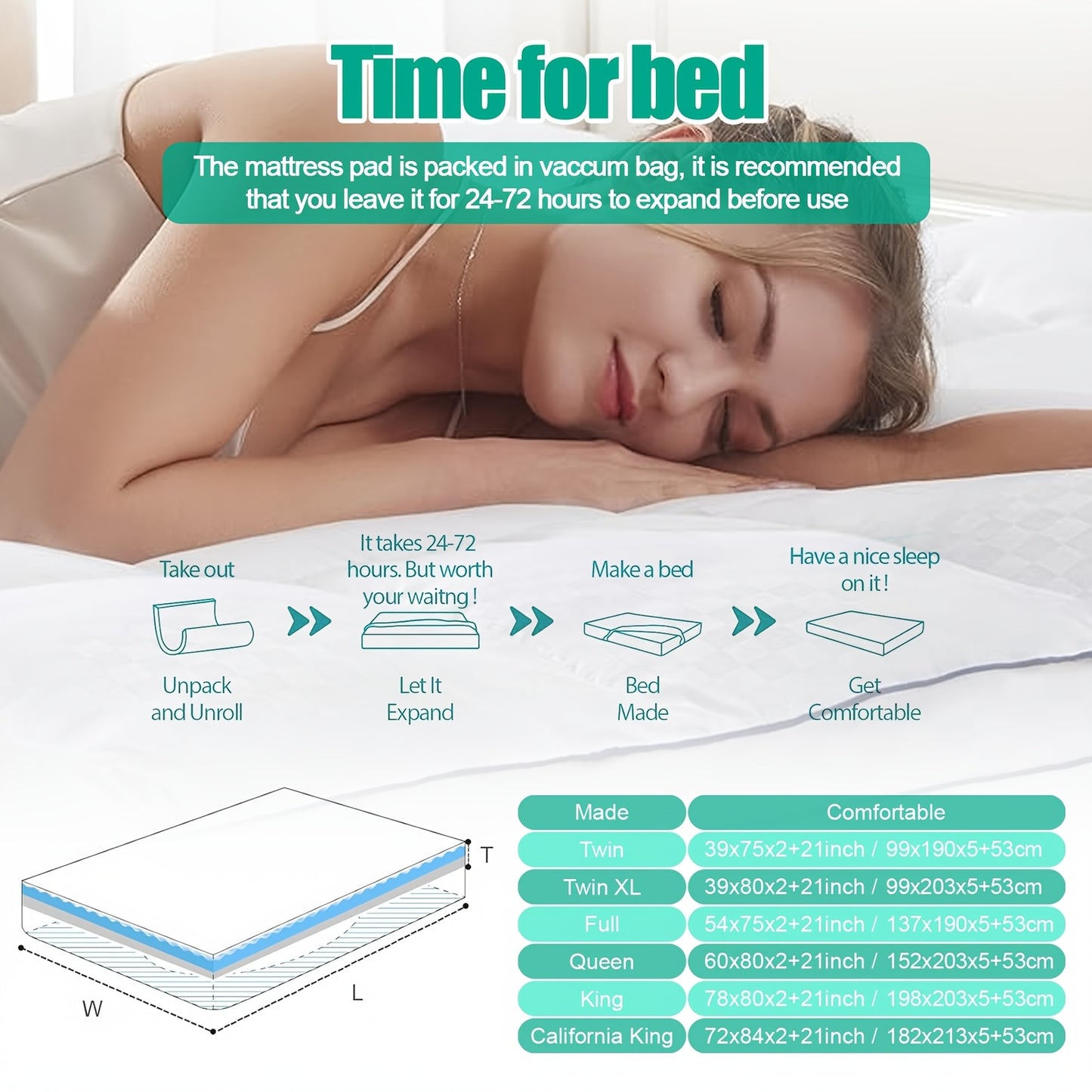 Extra-Thick Bamboo Fiber Pillow Mattress Topper - 1000GSM Cooling Mattress Pad with High Quality & Moisture-Proof Bottom, Breathable & Cool for Immersive Sleep, Offering A Premium Sleep Experience, Soft Mattress Cover with 8"