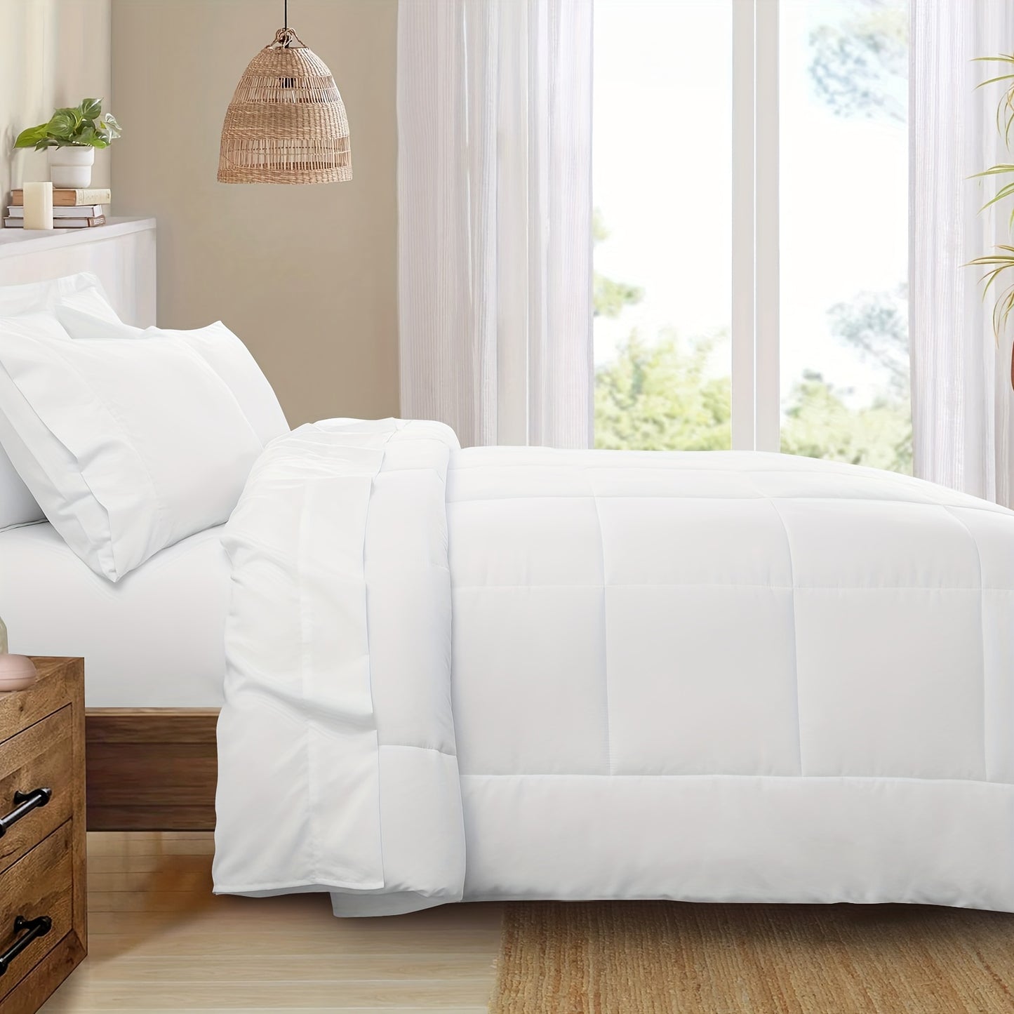 7pcs Ultra-Soft Bed In A Bag, Down Alternative Bedding Sets with All Season Quilted Comforter, Flat Sheet, Fitted Sheet, Pillowcases - Gifts for The Family And Friends, RUIKASI, Machine Washable, Polyester 100, Acrylic 15, Sa