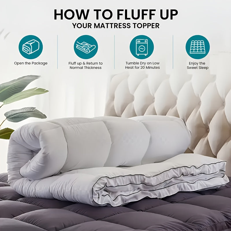 Extra Thick Mattress Pad Cover for Back Pain, Mattress Topper Cooling Mattress Protector with 8-21 Inch Deep Pocket with 1500GSM, Cool Gel Mattress Topper, Pillowtop Mattress Topper Protector Cover, Extra Thick Foldable Mattr