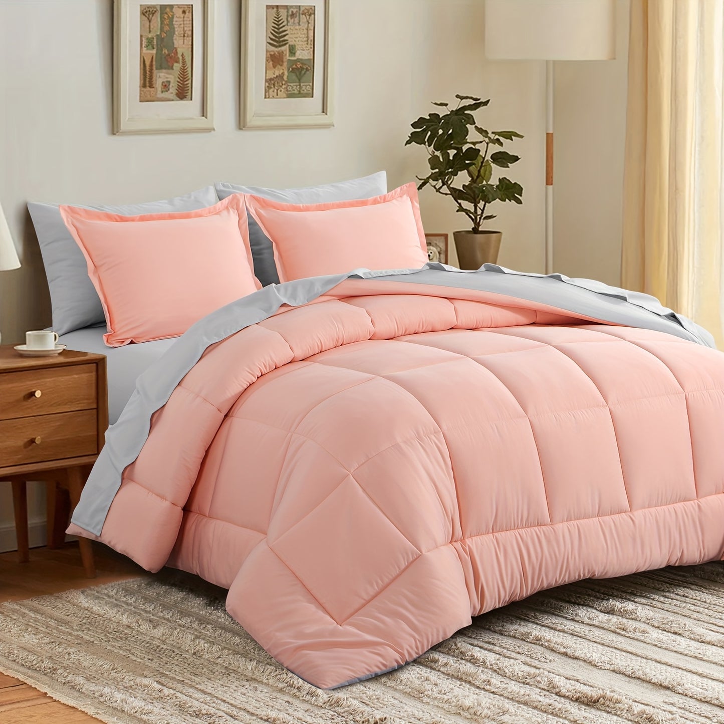 7pcs Ultra-Soft Bed In A Bag, Down Alternative Bedding Sets with All Season Quilted Comforter, Flat Sheet, Fitted Sheet, Pillowcases - Gifts for The Family And Friends, RUIKASI, Machine Washable, Polyester 100, Acrylic 15, Sa