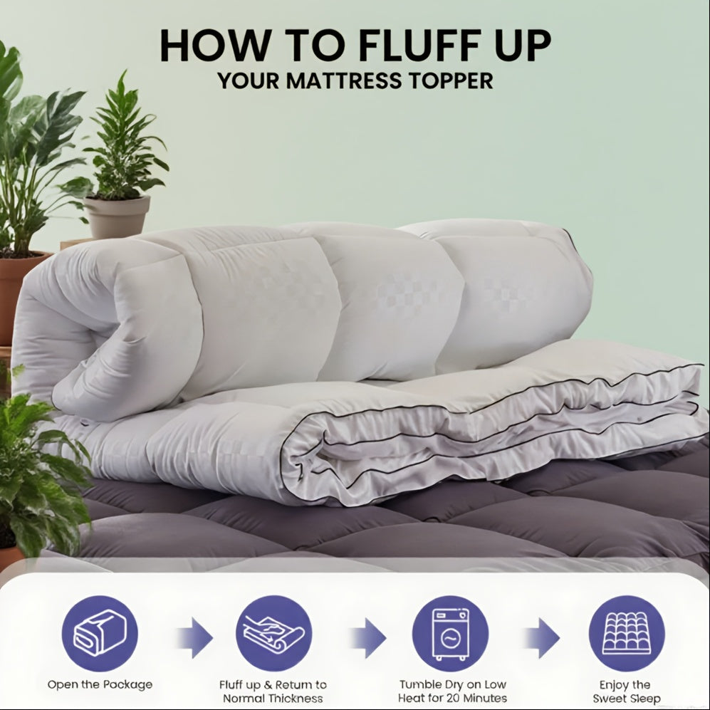 1500GSM Ultra - Thick Microfiber Checkered Mattress Topper & Protector - Deep Pockets, 21.7D Tight Fit, Soft Down - Alternative Fill, Machine Washable, Single Mattress Cover, Futon Mattress Cover, Super King Mattress Protecto