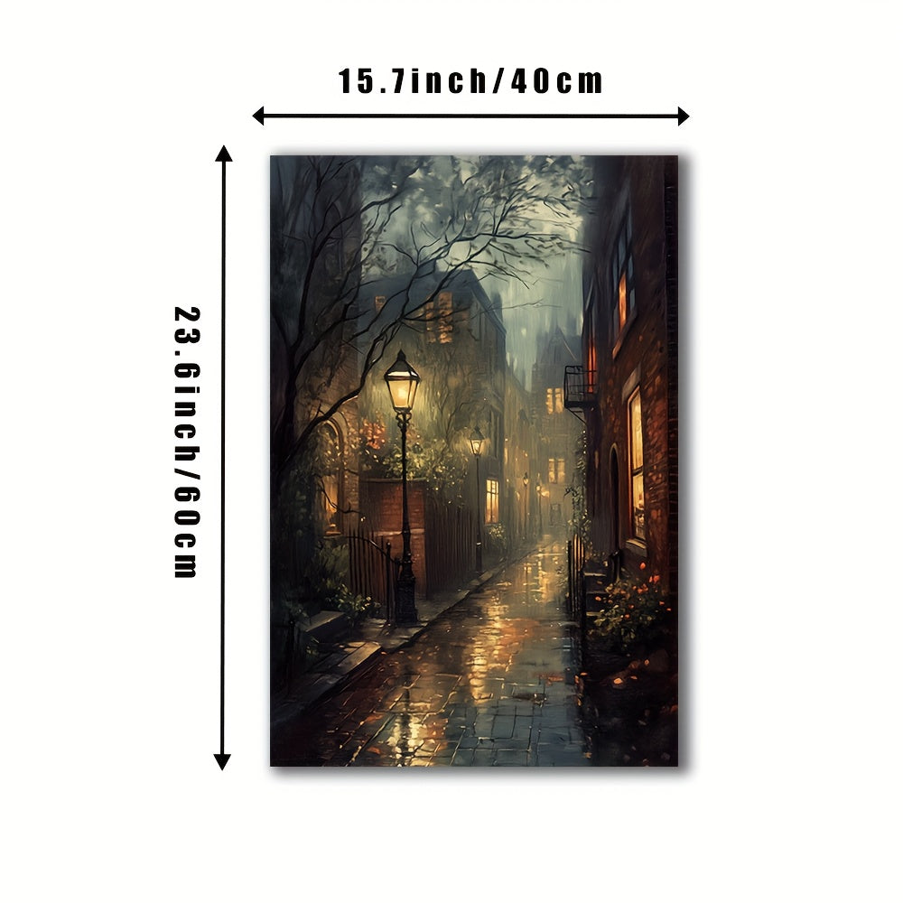 1pc Art Deco Classic Modern Unframed Canvas Wall Art - 15.7x23.6 inch Vertical Street Cityscape Poster for Living Room, Bedroom, Office, Cafe, Bar, Dorm Decor - Indoor Seasonal Art Print for Spring & Summer