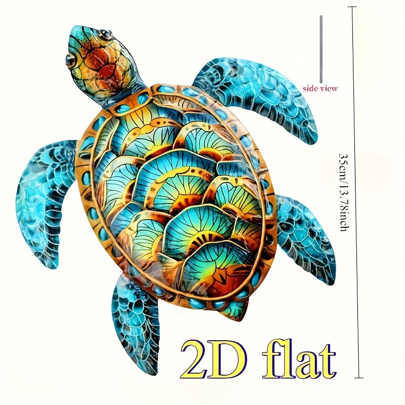 2D Flat, 2D flat-1pc, metal turtle wall art, coastal turtle decoration, 2D metal wall decoration, suitable for home, garden, and wall decoration, 2D Flat