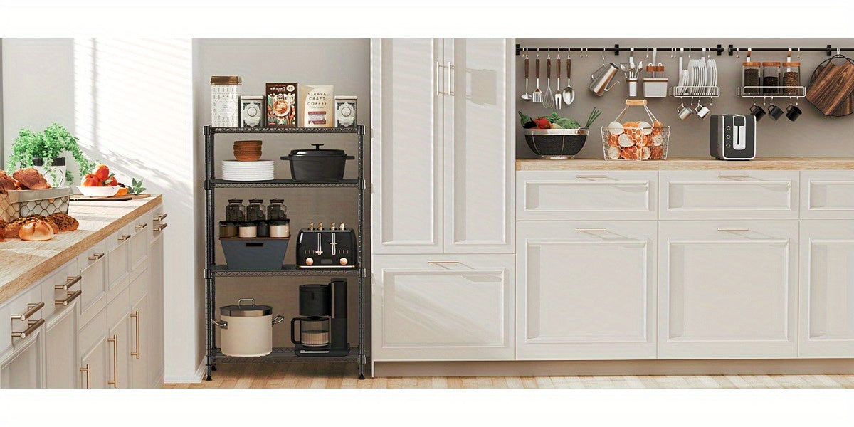 Black M MZG 750 lbs 3-Tier Metal Wire Storage Rack Organizer - Freestanding Shelf for Kitchen, Pantry, Laundry Room - 13.8" x 29.5" x 35.5", Utility Shelves
