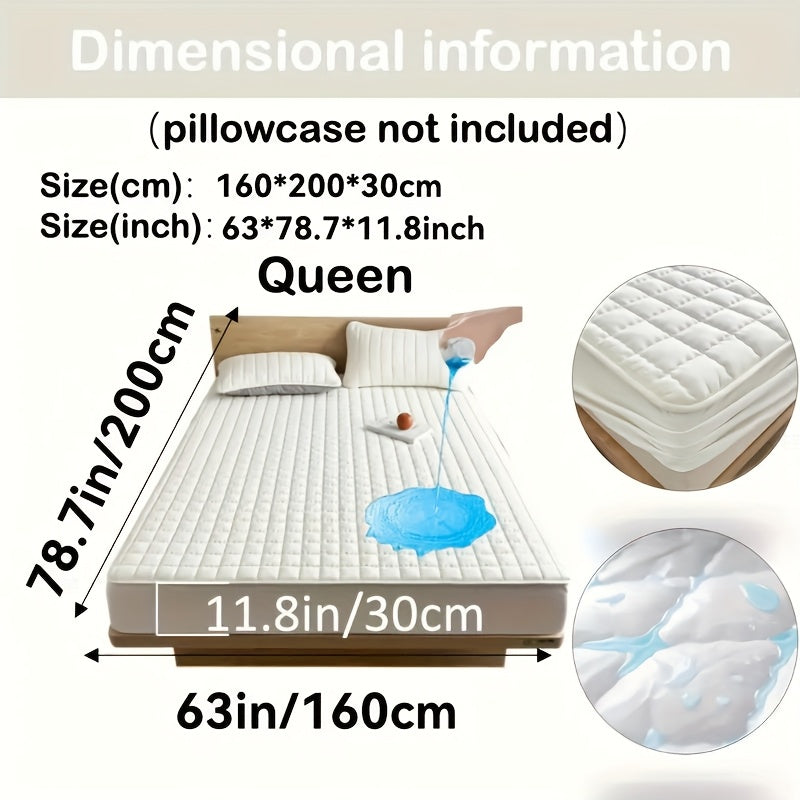 1pc Cooling Waterproof Mattress Protector - Deep Pocket (9-15"), Cooling Technology, Fits Most Mattresses - Machine Washable Bedspread Alternative - Ideal for Home, Hotels, Guest Rooms - Available in White, Light Blue, Navy,