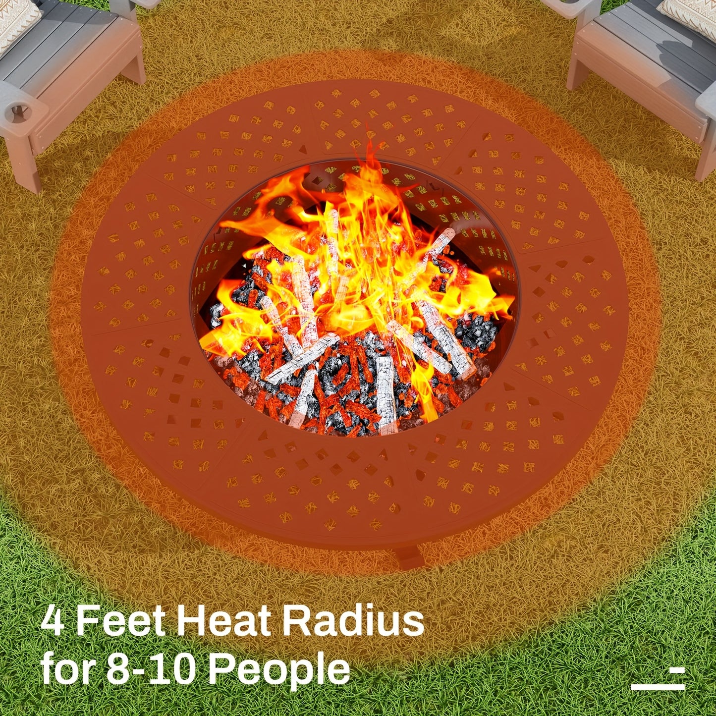 43" Outdoor Fire Pit With 2 Grill, Wood Burning Firepit For Outside With Lid & Fire Poker