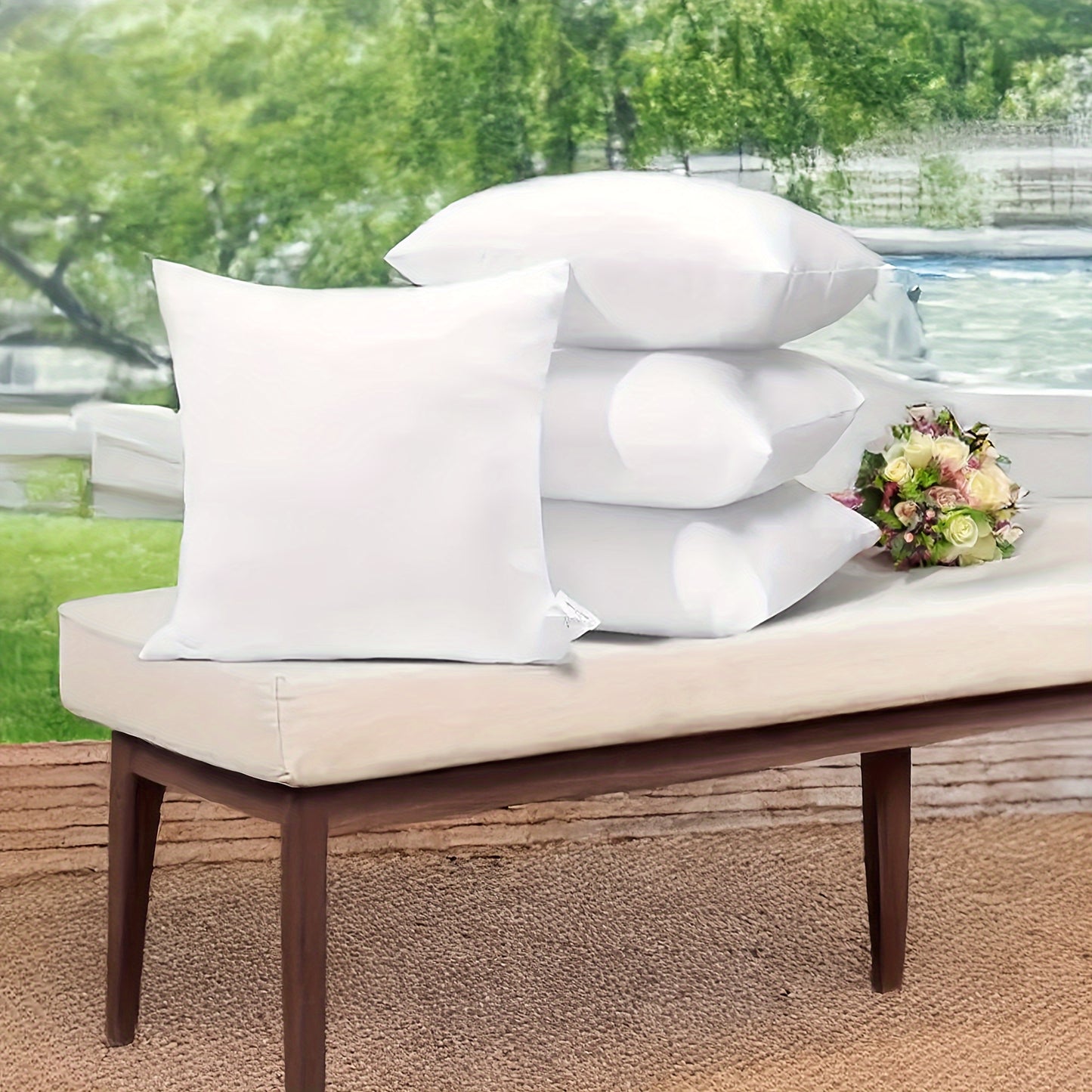 4pcs Soft, Washable Premium Throw Pillow Inserts with Zip Closure - Square Cushion Covers for Sofa, Bed, And Holiday Decor|Classic Pillow Style | Suitable for Bedroom, Sofa, Patio, Etc., A Perfect Home And Holiday Gift