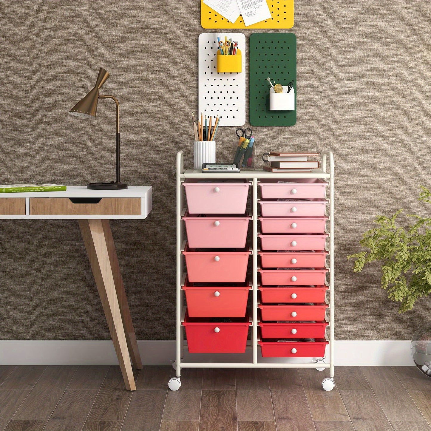 MULTIGOT 15 Drawer Rolling Storage Cart Tools Scrapbook Paper Office School Organizer, Desk & Drawer Organizer for Home Storage