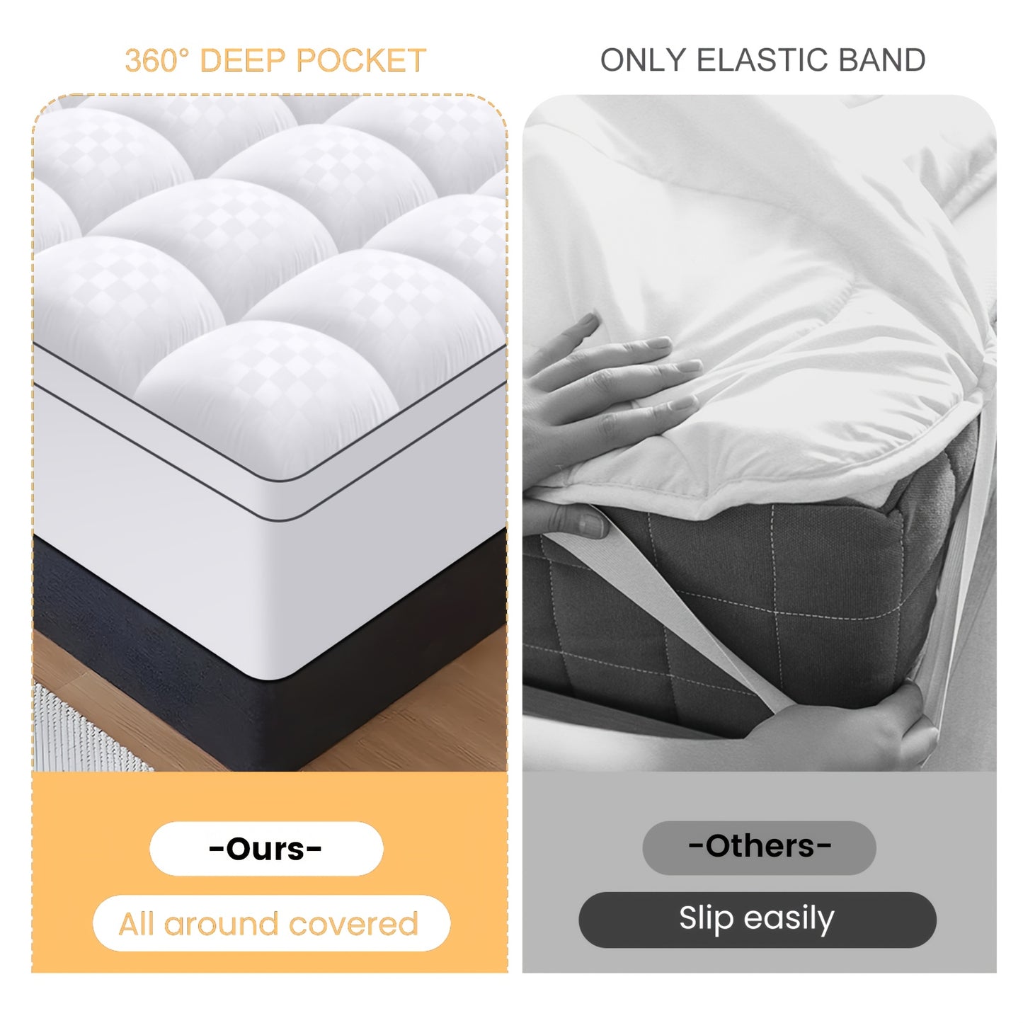 Extra Thick Mattress Padhave A Productive Night'S Sleep, Mattress Topper Cooling Mattress Protector with 8-21 Inch Deep Pocket.1000Gsm